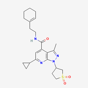 molecular formula C23H30N4O3S B12175687 N-[2-(1-cyclohexen-1-yl)ethyl]-6-cyclopropyl-1-(1,1-dioxidotetrahydro-3-thienyl)-3-methyl-1H-pyrazolo[3,4-b]pyridine-4-carboxamide 