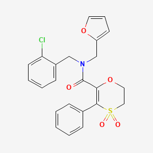 molecular formula C23H20ClNO5S B12175740 N-(2-chlorobenzyl)-N-(furan-2-ylmethyl)-3-phenyl-5,6-dihydro-1,4-oxathiine-2-carboxamide 4,4-dioxide 