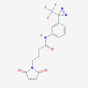 molecular formula C16H13F3N4O3 B121759 4-(2,5-dioxopyrrol-1-yl)-N-[3-[3-(trifluoromethyl)diazirin-3-yl]phenyl]butanamide CAS No. 151077-62-2