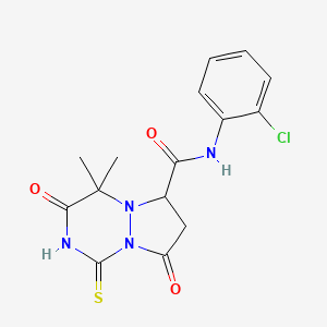 molecular formula C15H15ClN4O3S B12175954 N-(2-chlorophenyl)-4,4-dimethyl-3,8-dioxo-1-thioxohexahydro-6H-pyrazolo[1,2-a][1,2,4]triazine-6-carboxamide 