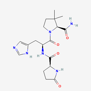 molecular formula C18H26N6O4 B1217598 5-Oxo-L-prolyl-L-histidyl-3,3-dimethyl-L-prolinamide CAS No. 76820-40-1