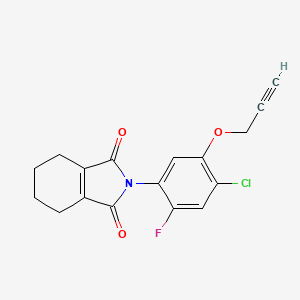 B1217599 1H-Isoindole-1,3(2H)-dione, 2-(4-chloro-2-fluoro-5-(2-propynyloxy)phenyl)-4,5,6,7-tetrahydro- CAS No. 84478-42-2