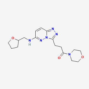 molecular formula C17H24N6O3 B12176012 1-(Morpholin-4-yl)-3-{6-[(tetrahydrofuran-2-ylmethyl)amino][1,2,4]triazolo[4,3-b]pyridazin-3-yl}propan-1-one 