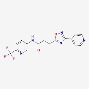 molecular formula C16H12F3N5O2 B12176058 3-[3-(pyridin-4-yl)-1,2,4-oxadiazol-5-yl]-N-[6-(trifluoromethyl)pyridin-3-yl]propanamide 