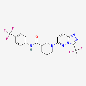 molecular formula C19H16F6N6O B12176089 N-[4-(trifluoromethyl)phenyl]-1-[3-(trifluoromethyl)[1,2,4]triazolo[4,3-b]pyridazin-6-yl]piperidine-3-carboxamide 