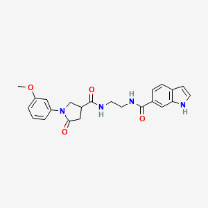 molecular formula C23H24N4O4 B12176107 N-[2-({[1-(3-methoxyphenyl)-5-oxopyrrolidin-3-yl]carbonyl}amino)ethyl]-1H-indole-6-carboxamide 