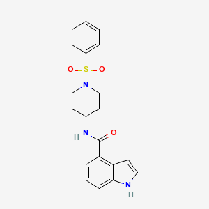 molecular formula C20H21N3O3S B12176122 N-(1-(phenylsulfonyl)piperidin-4-yl)-1H-indole-4-carboxamide 