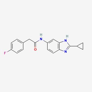molecular formula C18H16FN3O B12176158 N-(2-cyclopropyl-1H-benzimidazol-5-yl)-2-(4-fluorophenyl)acetamide 