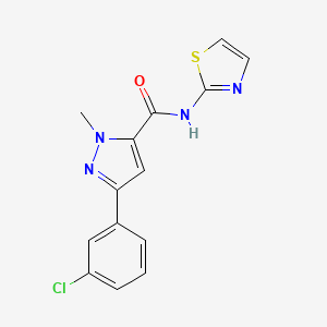 molecular formula C14H11ClN4OS B12176167 3-(3-chlorophenyl)-1-methyl-N-(1,3-thiazol-2-yl)-1H-pyrazole-5-carboxamide 