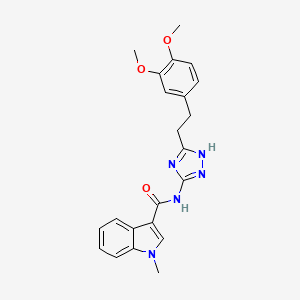 molecular formula C22H23N5O3 B12176182 N-{3-[2-(3,4-dimethoxyphenyl)ethyl]-1H-1,2,4-triazol-5-yl}-1-methyl-1H-indole-3-carboxamide 