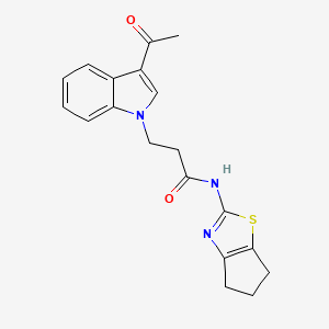 molecular formula C19H19N3O2S B12176189 3-(3-acetyl-1H-indol-1-yl)-N-(5,6-dihydro-4H-cyclopenta[d]thiazol-2-yl)propanamide 