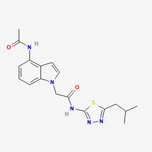 molecular formula C18H21N5O2S B12176191 2-(4-acetamido-1H-indol-1-yl)-N-(5-isobutyl-1,3,4-thiadiazol-2-yl)acetamide 