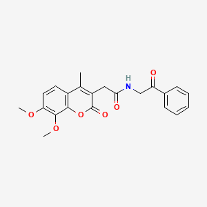 molecular formula C22H21NO6 B12176200 2-(7,8-dimethoxy-4-methyl-2-oxo-2H-chromen-3-yl)-N-(2-oxo-2-phenylethyl)acetamide 