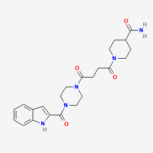 molecular formula C23H29N5O4 B12176243 1-{4-[4-(1H-indol-2-ylcarbonyl)piperazin-1-yl]-4-oxobutanoyl}piperidine-4-carboxamide 