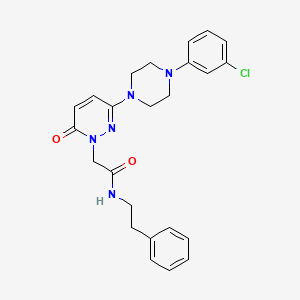 molecular formula C24H26ClN5O2 B12176261 2-{3-[4-(3-chlorophenyl)piperazin-1-yl]-6-oxopyridazin-1(6H)-yl}-N-(2-phenylethyl)acetamide 