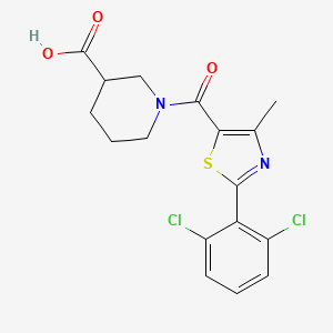 molecular formula C17H16Cl2N2O3S B12176274 1-{[2-(2,6-Dichlorophenyl)-4-methyl-1,3-thiazol-5-yl]carbonyl}piperidine-3-carboxylic acid 