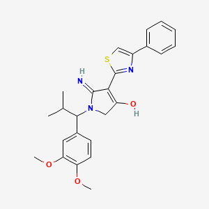 molecular formula C25H27N3O3S B12176282 1-[1-(3,4-dimethoxyphenyl)-2-methylpropyl]-5-imino-4-(4-phenyl-1,3-thiazol-2-yl)-2,5-dihydro-1H-pyrrol-3-ol 