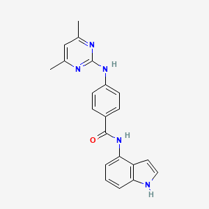 molecular formula C21H19N5O B12176296 4-((4,6-dimethylpyrimidin-2-yl)amino)-N-(1H-indol-4-yl)benzamide 