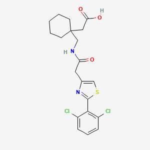 molecular formula C20H22Cl2N2O3S B12176304 {1-[({[2-(2,6-Dichlorophenyl)-1,3-thiazol-4-yl]acetyl}amino)methyl]cyclohexyl}acetic acid 