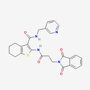 molecular formula C26H24N4O4S B12176335 2-{[3-(1,3-dioxo-1,3-dihydro-2H-isoindol-2-yl)propanoyl]amino}-N-(pyridin-3-ylmethyl)-4,5,6,7-tetrahydro-1-benzothiophene-3-carboxamide 
