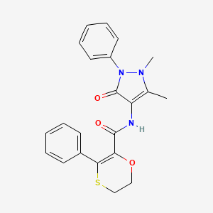 molecular formula C22H21N3O3S B12176349 N-(1,5-dimethyl-3-oxo-2-phenyl-2,3-dihydro-1H-pyrazol-4-yl)-3-phenyl-5,6-dihydro-1,4-oxathiine-2-carboxamide 