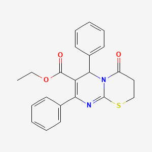 molecular formula C22H20N2O3S B12176368 ethyl 4-oxo-6,8-diphenyl-2H,3H,4H,6H-pyrimido[2,1-b][1,3]thiazine-7-carboxylate 