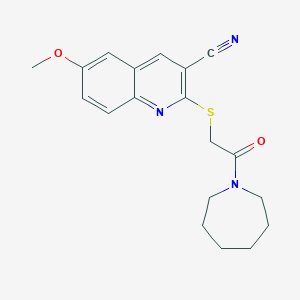 2-[[2-(1-Azepanyl)-2-oxoethyl]thio]-6-methoxy-3-quinolinecarbonitrile