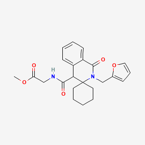 molecular formula C23H26N2O5 B12176447 methyl 2-(2'-(furan-2-ylmethyl)-1'-oxo-2',4'-dihydro-1'H-spiro[cyclohexane-1,3'-isoquinolin]-4'-ylcarboxamido)acetate 