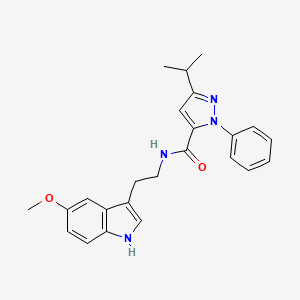 molecular formula C24H26N4O2 B12176459 N-[2-(5-methoxy-1H-indol-3-yl)ethyl]-1-phenyl-3-(propan-2-yl)-1H-pyrazole-5-carboxamide 