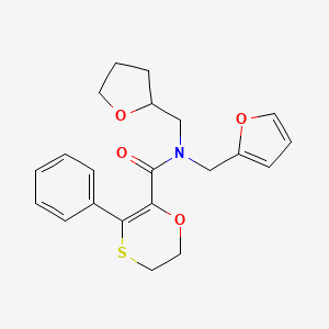 molecular formula C21H23NO4S B12176474 N-(furan-2-ylmethyl)-3-phenyl-N-(tetrahydrofuran-2-ylmethyl)-5,6-dihydro-1,4-oxathiine-2-carboxamide 