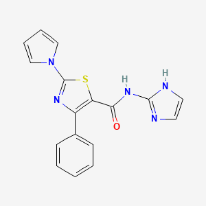molecular formula C17H13N5OS B12176666 N-(1H-imidazol-2-yl)-4-phenyl-2-(1H-pyrrol-1-yl)-1,3-thiazole-5-carboxamide 