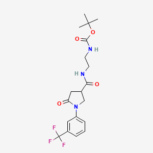 molecular formula C19H24F3N3O4 B12176710 Tert-butyl {2-[({5-oxo-1-[3-(trifluoromethyl)phenyl]pyrrolidin-3-yl}carbonyl)amino]ethyl}carbamate 