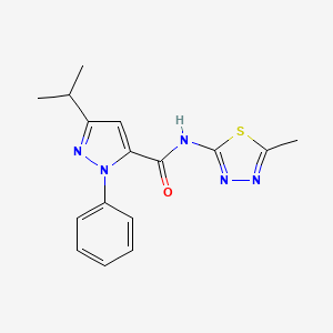 molecular formula C16H17N5OS B12176715 N-[(2Z)-5-methyl-1,3,4-thiadiazol-2(3H)-ylidene]-1-phenyl-3-(propan-2-yl)-1H-pyrazole-5-carboxamide 