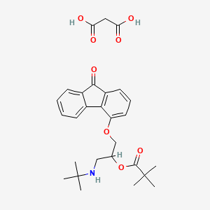 [1-(Tert-butylamino)-3-(9-oxofluoren-4-yl)oxypropan-2-yl] 2,2-dimethylpropanoate;propanedioic acid