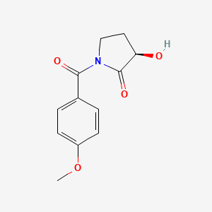 molecular formula C12H13NO4 B1217678 (R)-1-(p-Methoxybenzoyl)-3-hydroxy-2-pyrrolidinone CAS No. 78340-51-9