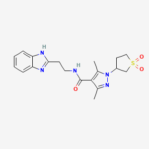 molecular formula C19H23N5O3S B12176820 N-[2-(1H-benzimidazol-2-yl)ethyl]-1-(1,1-dioxidotetrahydrothiophen-3-yl)-3,5-dimethyl-1H-pyrazole-4-carboxamide 