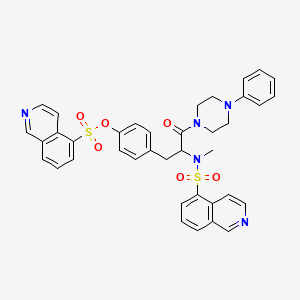 molecular formula C38H35N5O6S2 B1217683 5-Isoquinolinesulfonic acid [4-[2-[5-isoquinolinylsulfonyl(methyl)amino]-3-oxo-3-(4-phenyl-1-piperazinyl)propyl]phenyl] ester 
