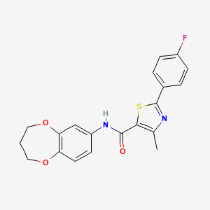 molecular formula C20H17FN2O3S B12176900 N-(3,4-dihydro-2H-1,5-benzodioxepin-7-yl)-2-(4-fluorophenyl)-4-methyl-1,3-thiazole-5-carboxamide 