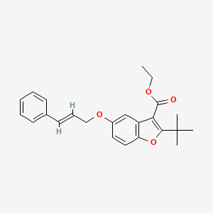 molecular formula C24H26O4 B12176951 ethyl 2-tert-butyl-5-{[(2E)-3-phenylprop-2-en-1-yl]oxy}-1-benzofuran-3-carboxylate 