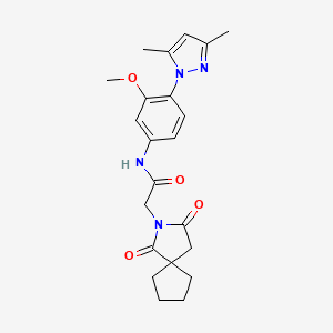 molecular formula C22H26N4O4 B12176964 N-[4-(3,5-dimethyl-1H-pyrazol-1-yl)-3-methoxyphenyl]-2-(1,3-dioxo-2-azaspiro[4.4]non-2-yl)acetamide 