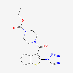 molecular formula C16H20N6O3S B12176978 ethyl 4-{[2-(1H-tetrazol-1-yl)-5,6-dihydro-4H-cyclopenta[b]thiophen-3-yl]carbonyl}piperazine-1-carboxylate 