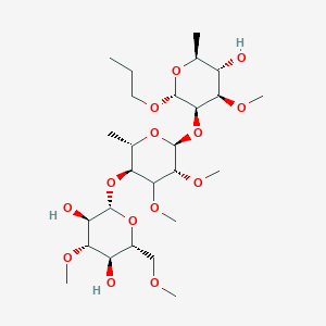molecular formula C26H48O14 B012177 (2S,3R,4S,5R,6R)-2-[(2S,3S,5R,6S)-6-[(2R,3R,4R,5S,6S)-5-hydroxy-4-methoxy-6-methyl-2-propoxyoxan-3-yl]oxy-4,5-dimethoxy-2-methyloxan-3-yl]oxy-4-methoxy-6-(methoxymethyl)oxane-3,5-diol CAS No. 102717-63-5