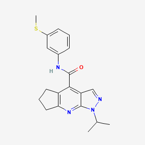 molecular formula C20H22N4OS B12177009 N-[3-(methylsulfanyl)phenyl]-1-(propan-2-yl)-1,5,6,7-tetrahydrocyclopenta[b]pyrazolo[4,3-e]pyridine-4-carboxamide 