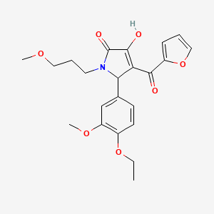 molecular formula C22H25NO7 B12177014 (4E)-5-(4-ethoxy-3-methoxyphenyl)-4-[furan-2-yl(hydroxy)methylidene]-1-(3-methoxypropyl)pyrrolidine-2,3-dione 