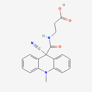 molecular formula C19H17N3O3 B1217703 3-{[(9-Cyano-9,10-dihydro-10-methylacridin-9-YL)carbonyl]amino}propanoic acid 