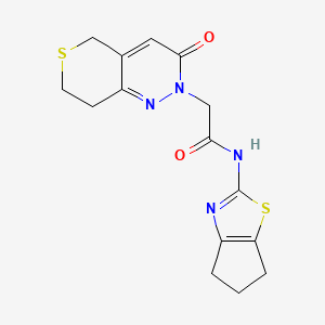 molecular formula C15H16N4O2S2 B12177046 N-(5,6-dihydro-4H-cyclopenta[d][1,3]thiazol-2-yl)-2-(3-oxo-3,5,7,8-tetrahydro-2H-thiopyrano[4,3-c]pyridazin-2-yl)acetamide 