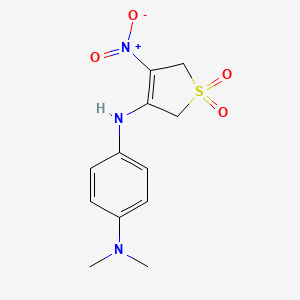 molecular formula C12H15N3O4S B1217709 N4,N4-dimethyl-N1-(4-nitro-1,1-dioxo-2,5-dihydrothiophen-3-yl)benzene-1,4-diamine 