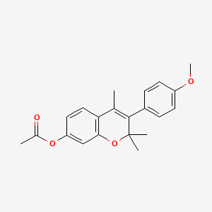 molecular formula C21H22O4 B1217712 2,2,4-Trimethyl-3-(4-methoxyphenyl)-2H-1-benzopyran-7-ol acetate CAS No. 5188-53-4