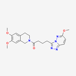 molecular formula C21H25N5O4 B12177131 1-(6,7-dimethoxy-3,4-dihydroisoquinolin-2(1H)-yl)-4-(6-methoxy[1,2,4]triazolo[4,3-b]pyridazin-3-yl)butan-1-one 