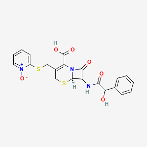 molecular formula C21H19N3O6S2 B1217723 (6R)-7-[(2-hydroxy-2-phenylacetyl)amino]-3-[(1-oxidopyridin-1-ium-2-yl)sulfanylmethyl]-8-oxo-5-thia-1-azabicyclo[4.2.0]oct-2-ene-2-carboxylic acid 